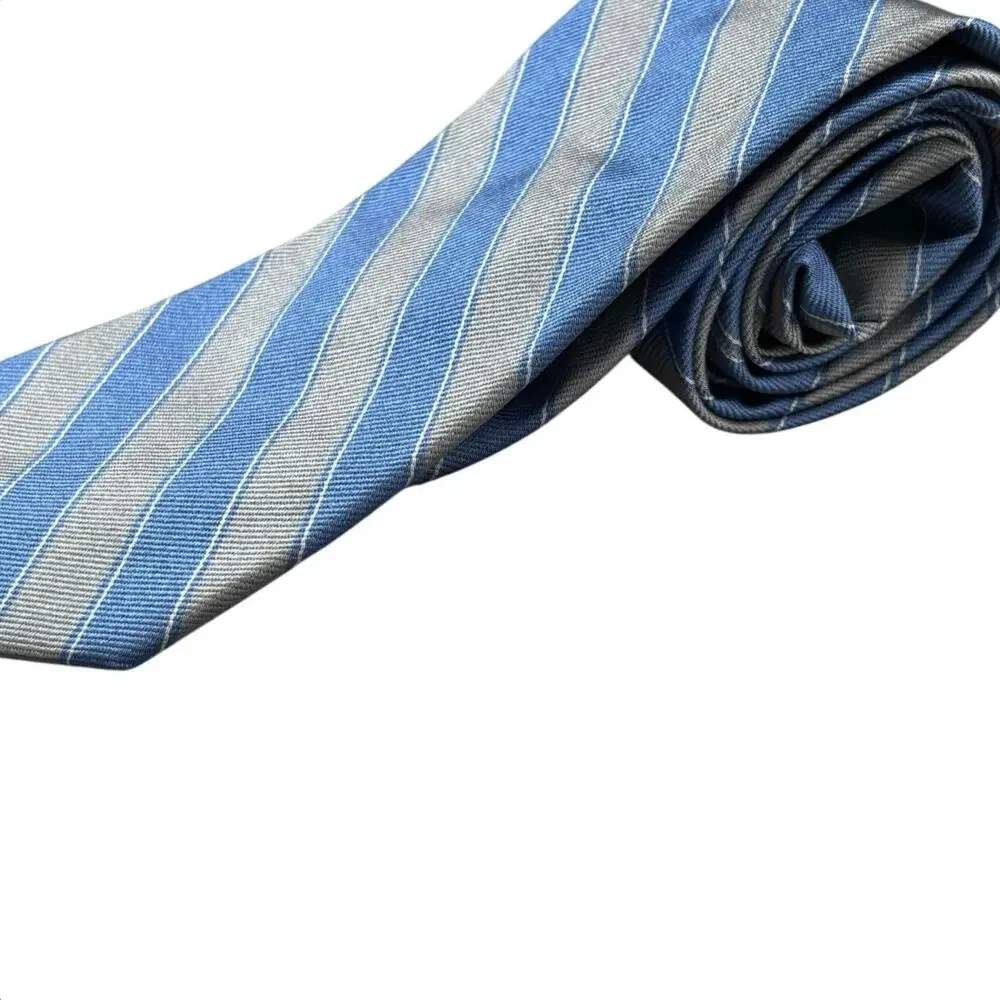 Vintage Brooks Brothers 346 Silk Repp Tie Stripe Blue & Silver USA